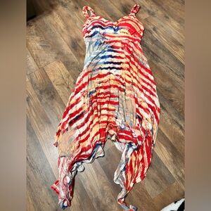 American Rag Red and Blue Striped Midi Dress